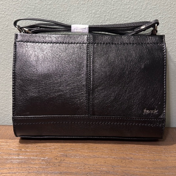 The Sak Handbags - New The Sax Black Onyx Leather Iris Demi Crossbody Bag